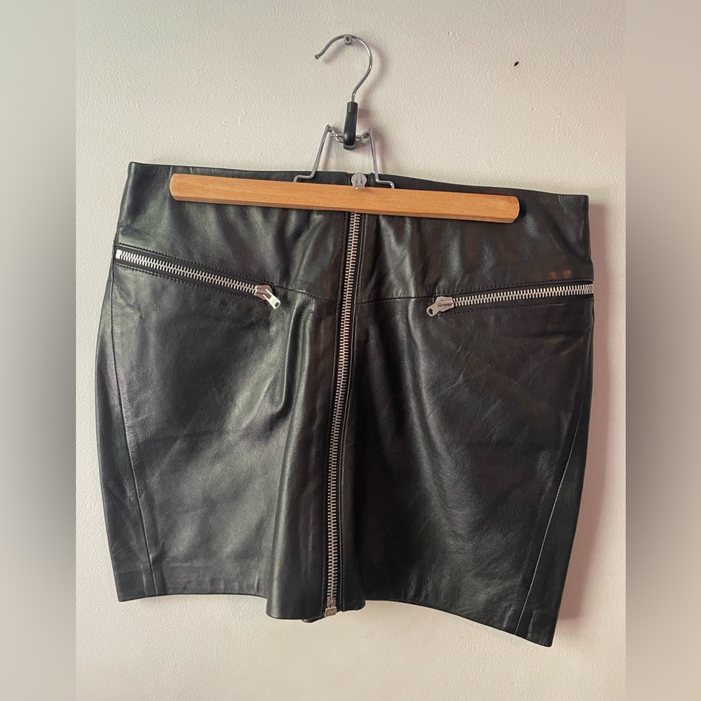 The Kooples Black Leather Mini Skirt